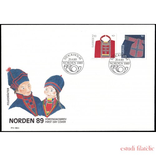 Suecia Sweden SPD FDC 1516/17 1989 Nórdico 89 Costumbres y tradiciones de los países nórdicos Sobre primer día