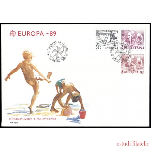 Suecia Sweden SPD FDC 1521/23 1989 Europa Juegos infantiles Sobre primer día