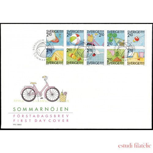 Suecia Sweden SPD FDC 1524/33 1989 Los placeres del verano Sobre primer día