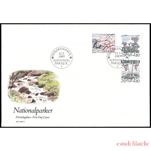 Suecia Sweden SPD FDC 1548a/50 1989 Parques nacionales Sobre primer día