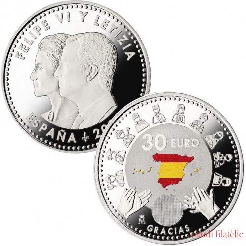 España 2020 30 Euros de plata 30€  Héroes del Covid Color