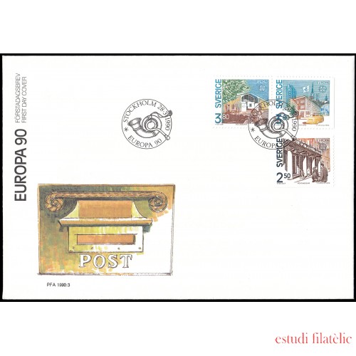 Suecia Sweden SPD FDC 1571/73 1990 Edificios postales Sobre primer día