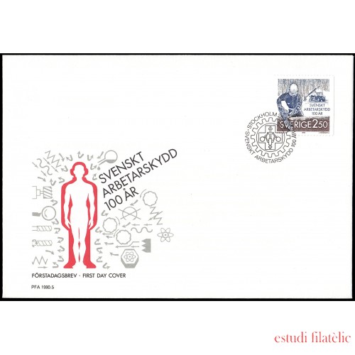 Suecia Sweden SPD FDC 1574 1990 Protección de los trabajadores suecos Sobre primer día