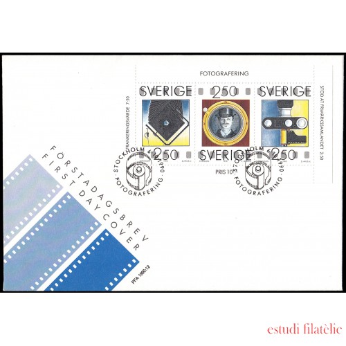 Suecia Sweden  SPD FDC HB18 1990 150 aniv. de la fotografía Sobre primer día