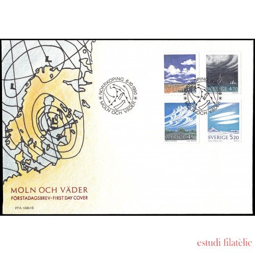 Suecia Sweden SPD FDC 1617/20 1990 Nubes y meteorología Sobre primer día