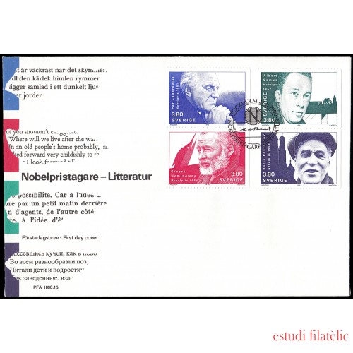 Suecia Sweden SPD FDC 1621/24 1990 Galardonados premio Nobel de literatura Sobre primer día