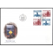 Suecia Sweden SPD FDC  2392/93 2004 Pescadores en barca Faro puesta de sol Sobre primer día 