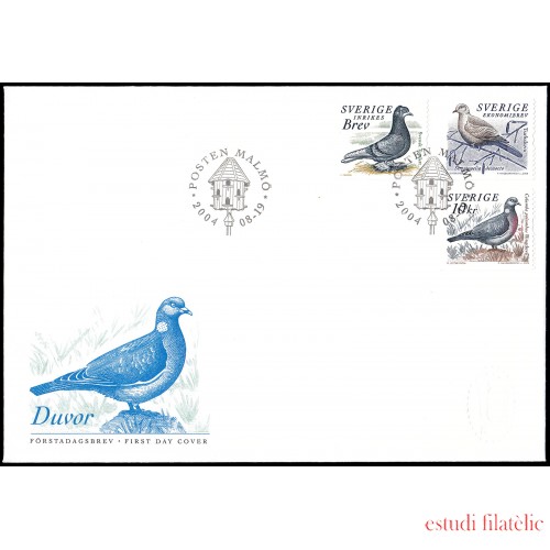 Suecia Sweden SPD FDC 2394/96 2004 Fauna Pájaros Palomas Sobre primer día