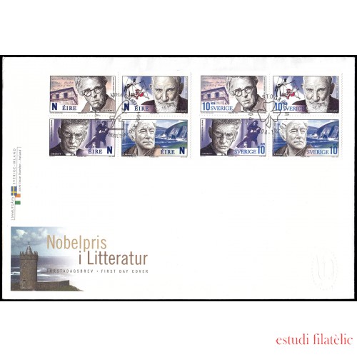 Suecia Sweden SPD FDC 2404/07  2004 Personalidades Premios Nobel de Literatura Irlandeses Sobre primer día