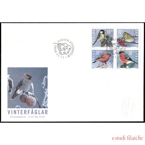 Suecia Sweden SPD FDC  2416/19 2004 Fauna Pájaros de invierno Sobre primer día