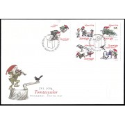 Suecia Sweden SPD FDC 2424/28 2004 Navidad Gnomos del ilustrador Bjorn Berg Sobre primer día