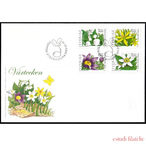 Suecia Sweden SPD FDC 2441/44 2005 Flora Flores de primavera Sobre primer día