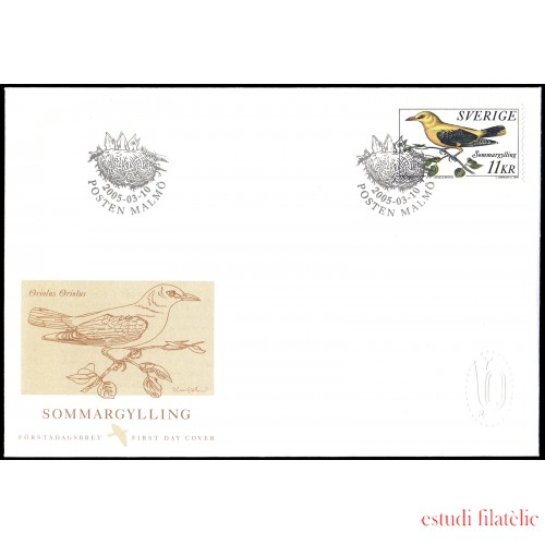 Suecia Sweden SPD FDC 2445 2005 Fauna Pájaro Sobre primer día