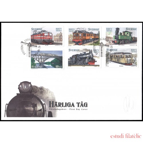 Suecia Sweden SPD FDC 2493/97 2006 150 aniv. del ferrocarril en Suecia Sobre primer día