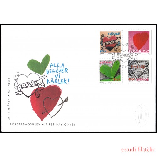 Suecia Sweden SPD FDC 2498/01 2006 San Valentín Mi corazón Sobre primer día