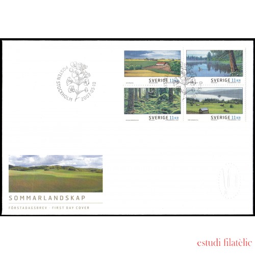 Suecia Sweden SPD FDC 2571/74 2007 Paisajes en verano Sobre primer día