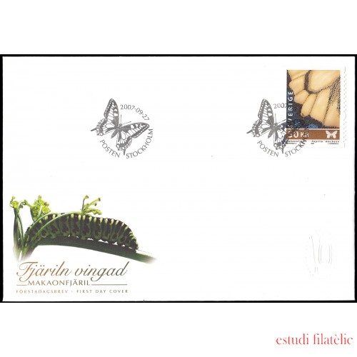 Suecia Sweden SPD FDC 2590 2007 Fauna Mariposa Sobre primer día