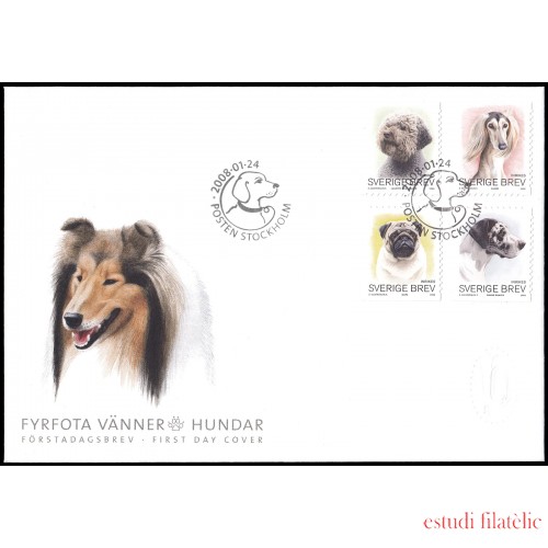 Suecia Sweden SPD FDC 2600/03 2008 Fauna Perros Sobre primer día