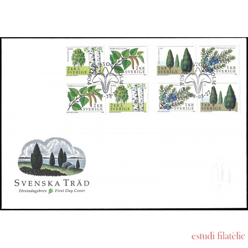 Suecia Sweden SPD FDC 2615/18 2008 Flora Árboles de Suecia Sobre primer día