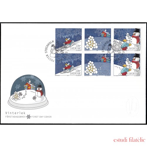 Suecia Sweden SPD FDC 2653/55 2008 Las alegrías de la nieve Sobre primer día