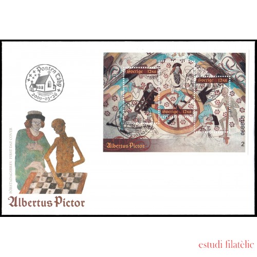 Suecia Sweden SPD FDC HB45 2009 Arte Albertus Pictor, pintor medieval Sobre primer día