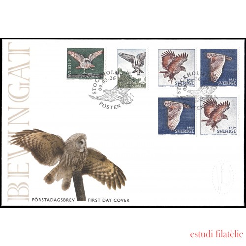 Suecia Sweden SPD FDC 2680/83 2009 Fauna Rapaces diurnas y nosturnas Sobre primer día