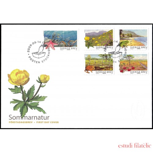 Suecia Sweden SPD FDC 2688/92 2009 Centenario de los parques nacionales de Suecia Sobre primer día