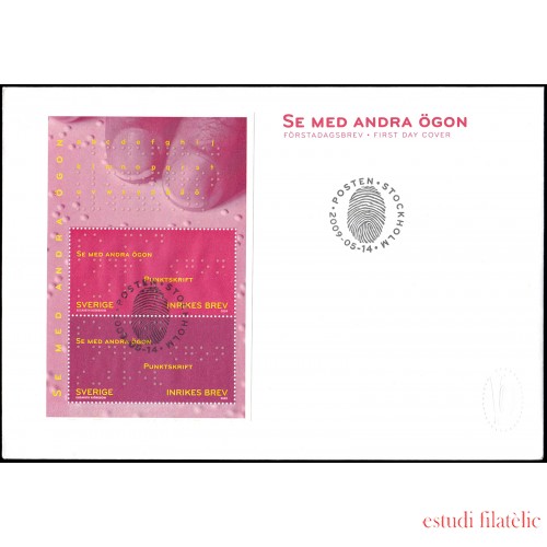 Suecia Sweden SPD FDC HB48 2009 Personalidades Louis Braille inventor del sistema de escritura de puntos en relieve Sobre primer día