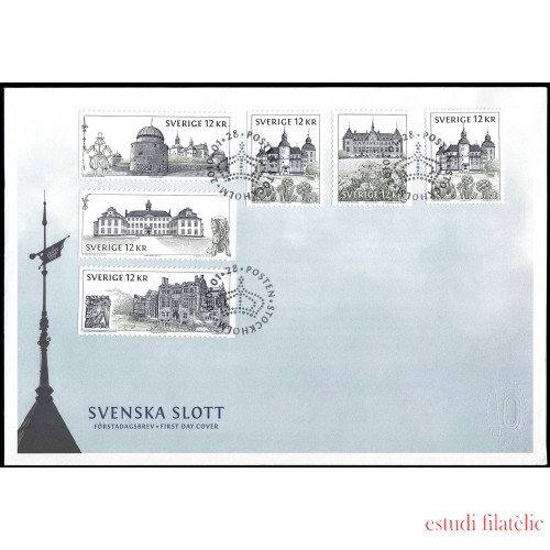 Suecia Sweden SPD FDC 2721/26 2010 Castillos y palacios suecos Sobre primer día