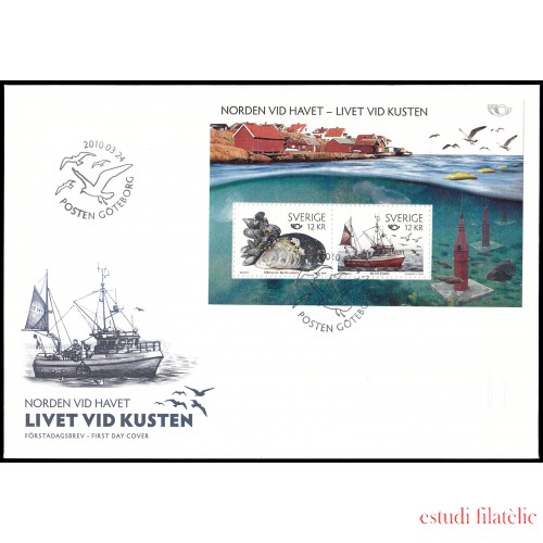 Suecia Sweden  SPD FDC HB50 2010 Nórdico La vida en el mar Sobre primer día