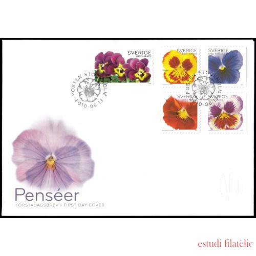 Suecia Sweden SPD FDC 2736/40 2010 Flores Pensamientos Sobre primer día