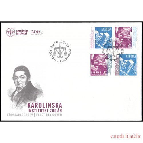 Suecia Sweden SPD FDC 2745/46 2010 200 aniv. del Instituto Karolinska Sobre primer día