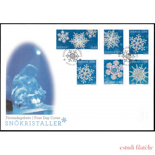 Suecia Sweden SPD FDC 2768/72 2010 Cristales de nieve Sobre primer día