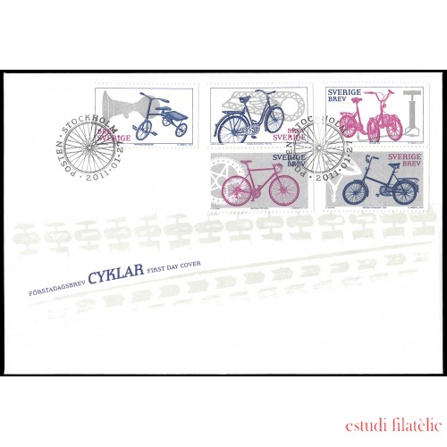 Suecia Sweden SPD FDC 2778/82 2011 Bicicletas Sobre primer día