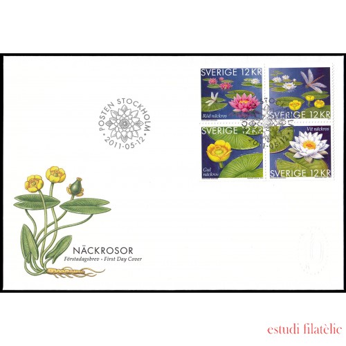 Suecia Sweden SPD FDC 2806/09 2011 Flora Nenúfares Sobre primer día