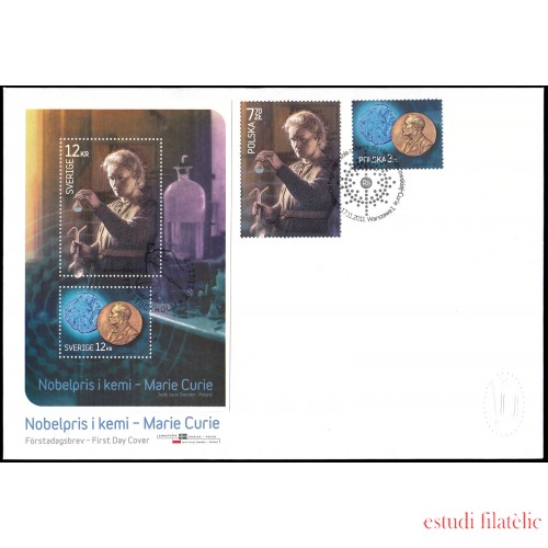 Suecia Sweden SPD FDC HB59 2011 Centenario del segundo Premio Nobel a Marie Curie Sobre primer día