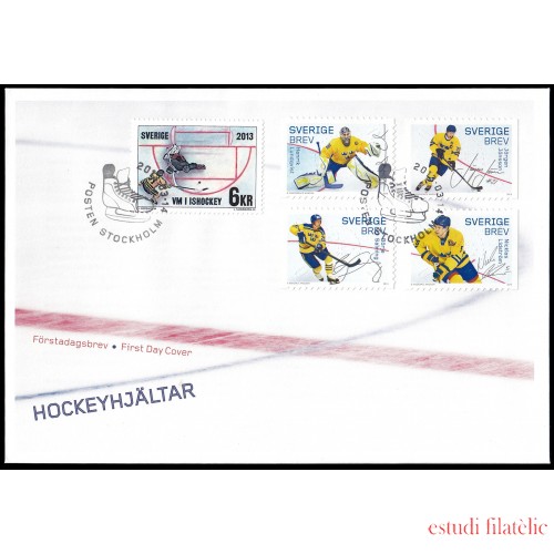 Suecia Sweden SPD FDC 2903/07 2013 Hockey Personalidades del hockey sobre hielo Sobre primer día