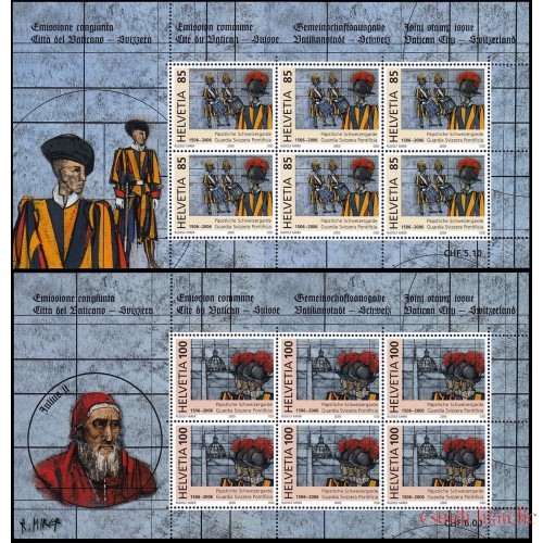 Suiza Switzerland 1871/72 2005 Armada 500 aniv. de la Guardia Suiza pontifical Emisión conjunta con Ciudad del Vaticano minihojita MNH