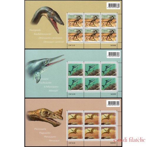 Suiza Switzerland 2092/94 2010 Fauna prehistórica de Suiza minihojita MNH