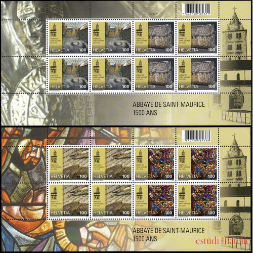 Suiza Switzerland 2301/04 2015 1500 años de la abadía de San Mauricio minihojita MNH