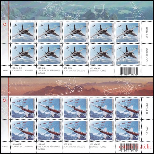 Suiza Switzerland 2254/55 2014 Defensa Centenario de la Fuerzas aereas Suizas minihojita MNH