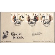 Gran Bretaña 3673/78 2012 SPD FDC 200 aniversario del nacimiento de Charles Dickens Portsmouth Sobre primer día