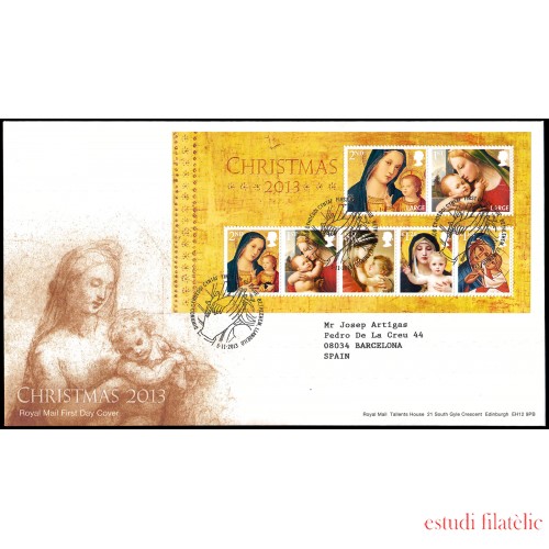 Gran Bretaña F3940 2013 SPD FDC Navidad Bethlehem Sobre primer día