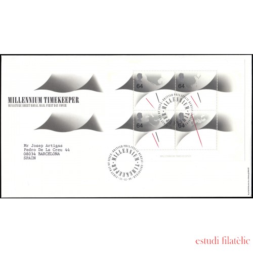 Gran Bretaña HB 8 1999 SPD FDC Cronómetro del milenio Philatelic Bureau Sobre primer día