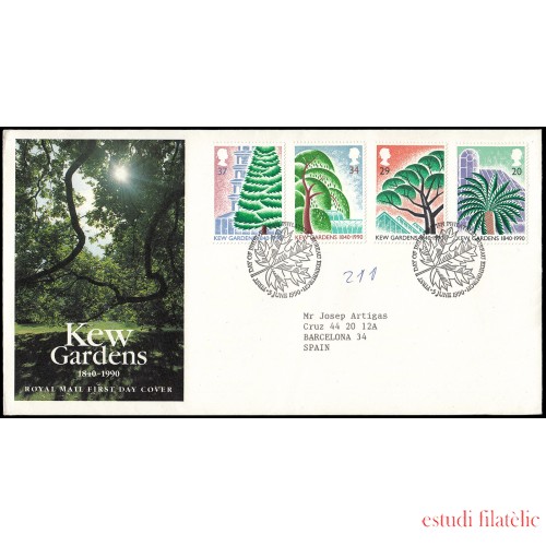 Gran Bretaña 1464/67 1990 SPD FDC Jardín botánico de Kew Philatelic Bureau Sobre primer día