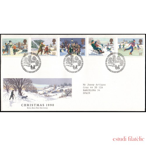 Gran Bretaña 1494/98 1990 SPD FDC Navidad Philatelic Bureau Sobre primer día