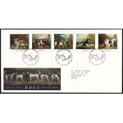 Gran Bretaña 1511/15 1991 SPD FDC Cuadros de Perros George Stubbs Philatelic Bureau  Sobre primer día