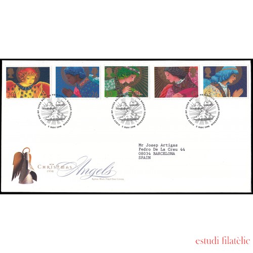 Gran Bretaña 2061/65 1998 SPD FDC Navidad Ángeles Philatelic Bureau Sobre primer día