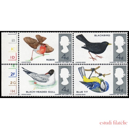 Gran Bretaña 444/47A 1966 Aves británicas MNH