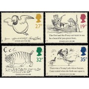 Gran Bretaña 1536/39 1988 Centenario de la muerte de Edward Lear autor de cuentos infantiles MNH